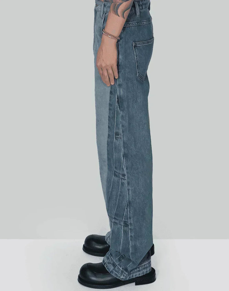 FENG CHEN WANG - PLEATED DENIM JEANS - 082plus