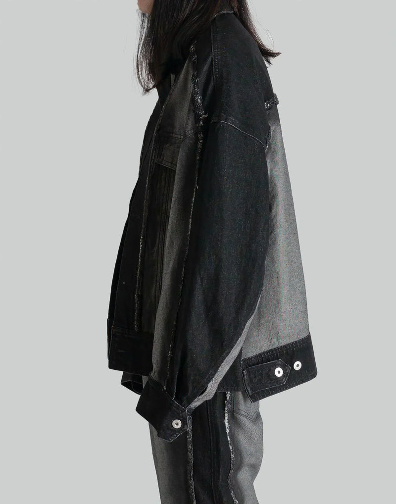 FENG CHEN WANG - RAW EDGE PATCHWORK DENIM JACKET - 082plus