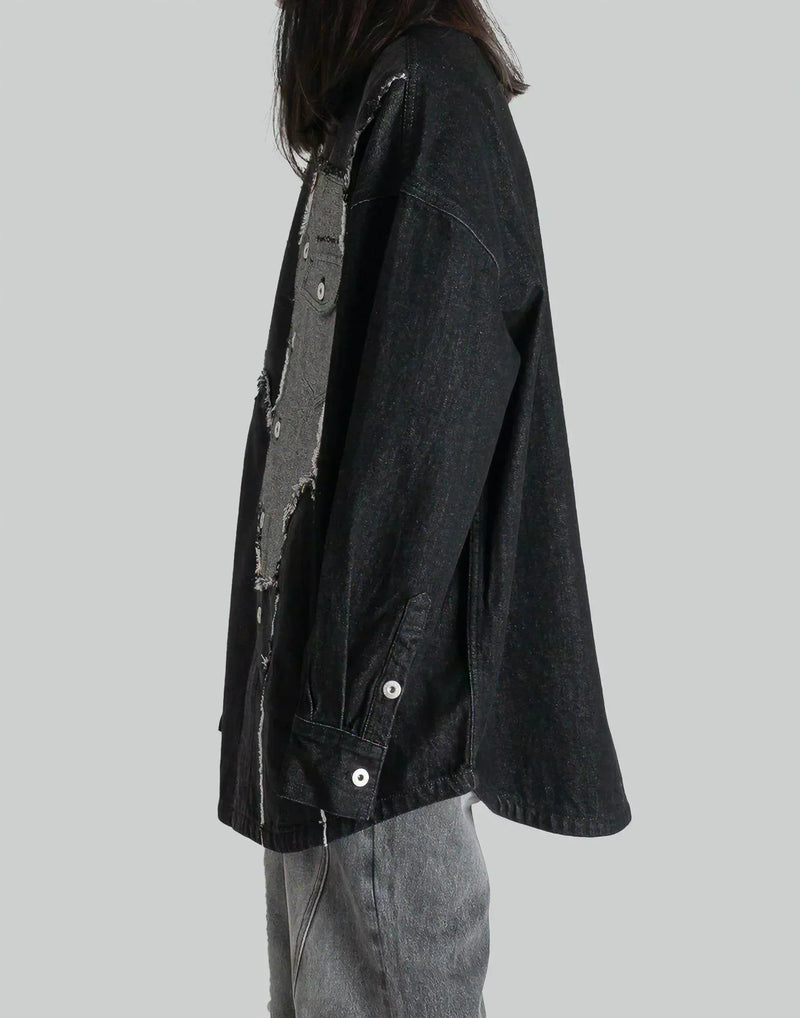 FENG CHEN WANG - RAW EDGE PATCHWORK DENIM SHIRT - 082plus