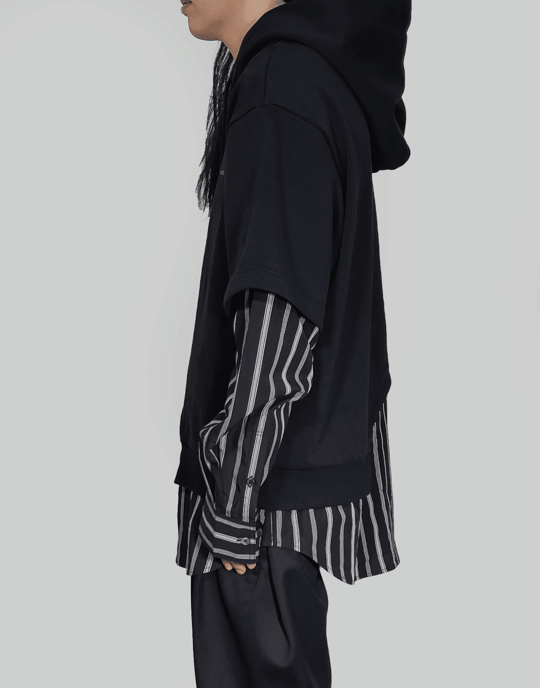 FENG CHEN WANG SHIRTING PANELLED HOODIE - 082plus