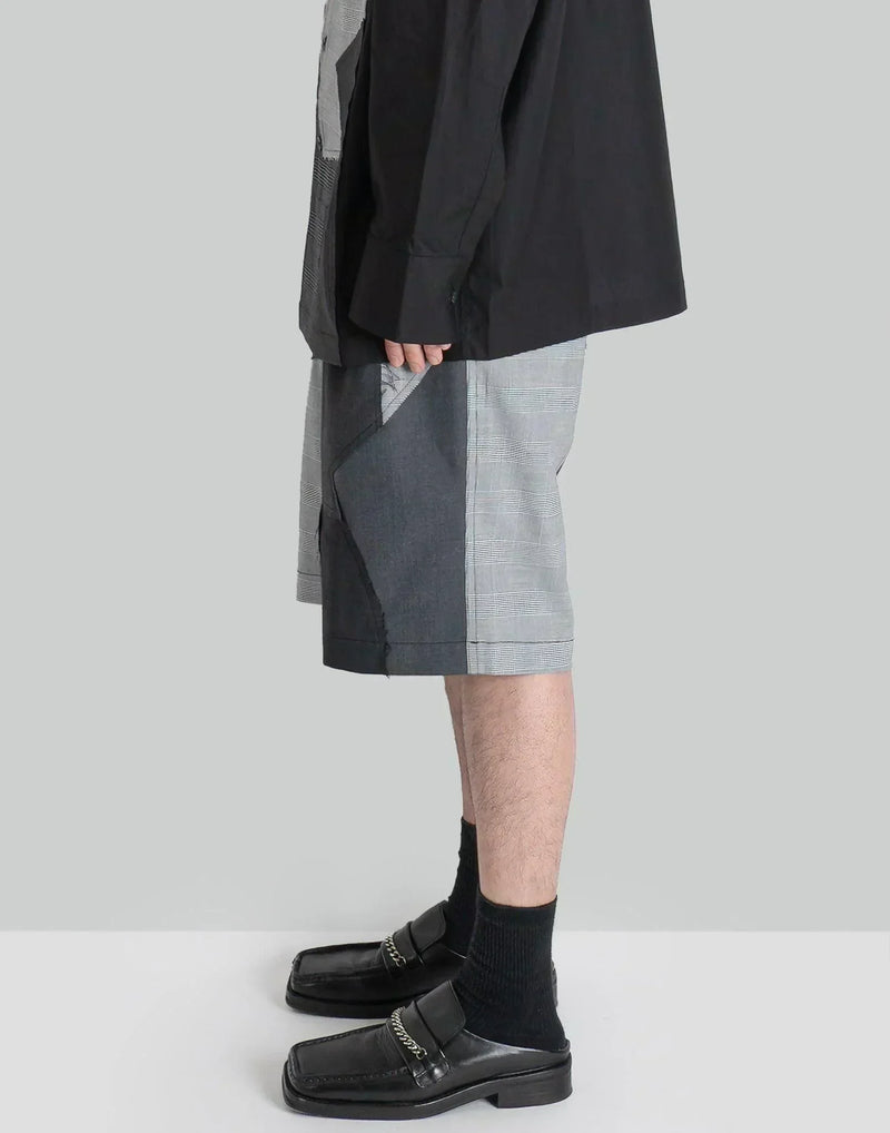 FENG CHEN WANG - WOOL PATCHWORK SHORTS - 082plus