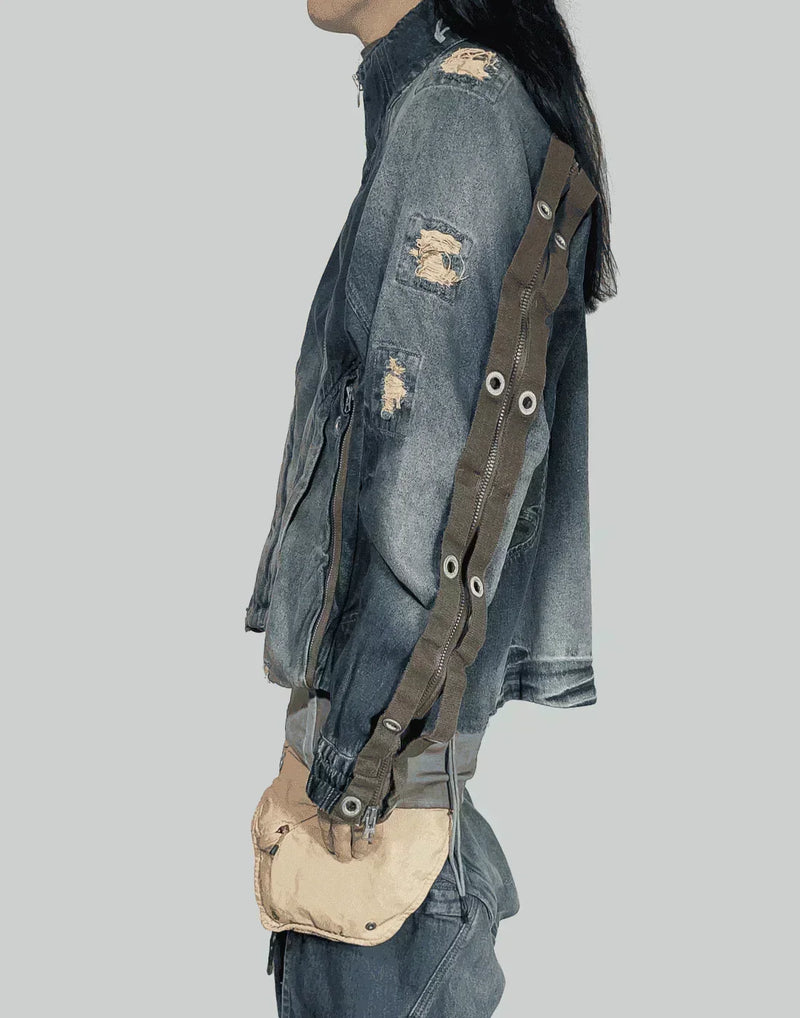 HAMCUS - EDGE VAGRANTS / EXPANDABLE CARGO DENIM BOMBER - 082plus