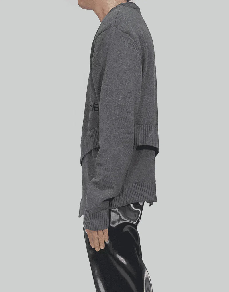 HELIOT EMIL - LAYERED KNIT W. INTARSIA HE LOGO - 082plus