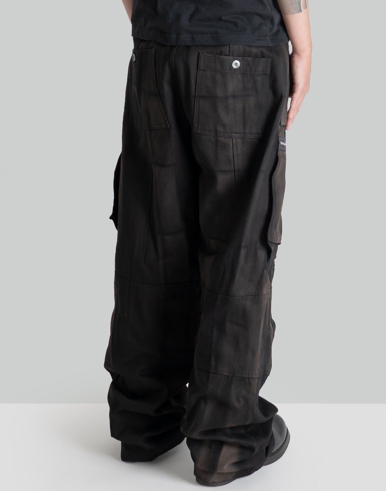Men Fashion Drawstring Multi Pockets Straps Ankle Tied Cargo Pants Long  Trousers