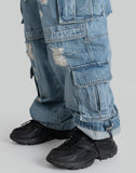 Destroyed Wide Cargo Denim - 082plus