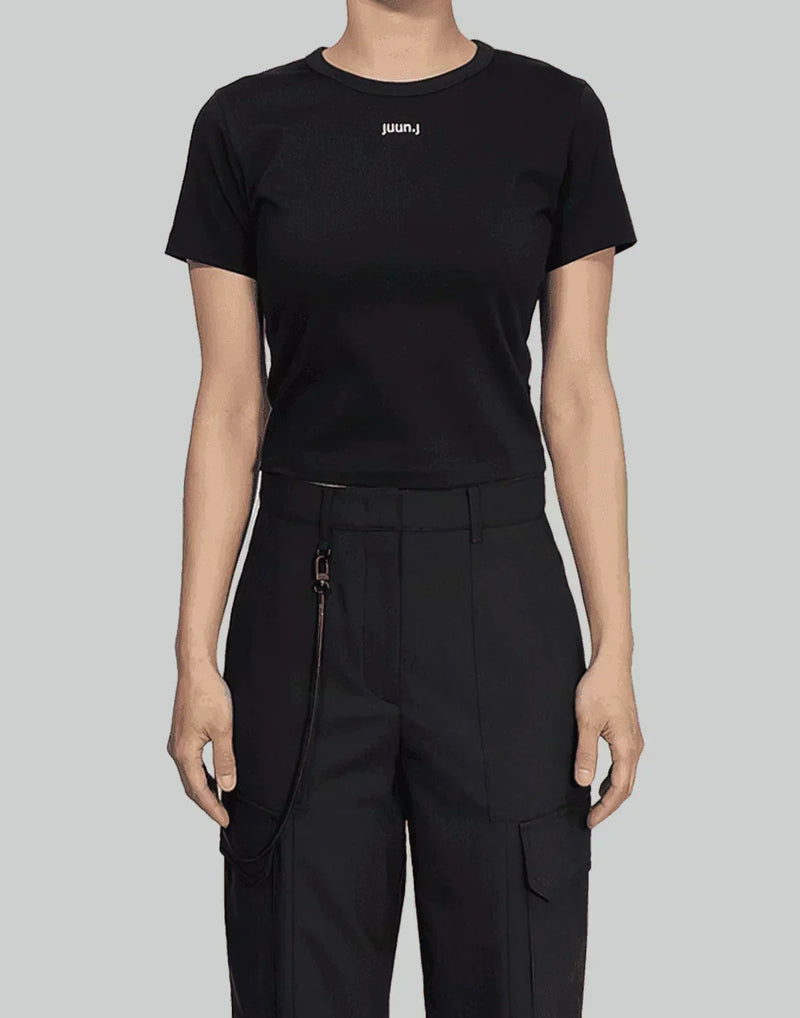 Juun.J - Embroidered Slim Fit Crop T-Shirt - 082plus