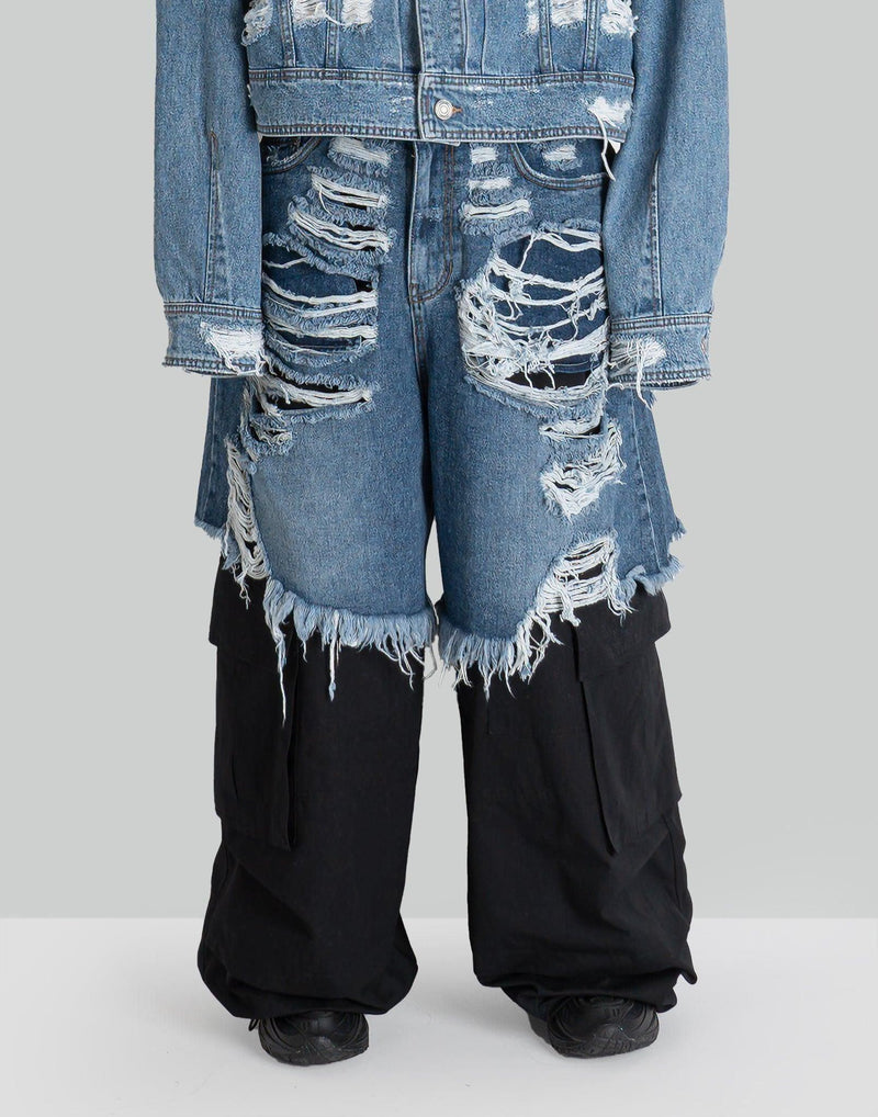 Juun.J - [Runway] Denim Shorts Layered Multi Cargo Pants - 082plus