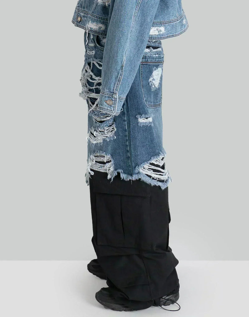 Juun.J - [Runway] Denim Shorts Layered Multi Cargo Pants - 082plus