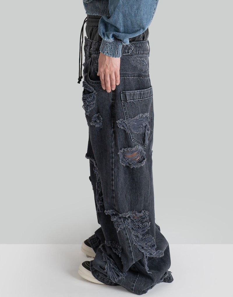 Rosfancy Women's Destroyed Jeans LGBT Rainbow Flower Print Ripped Boyfriend  Straight Denim Pants Trousers 
