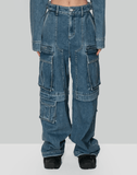 [Runway] Layered Multi Pocket Denim Pants