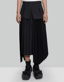 Unbalance Pleated Skirt With Utility Belt