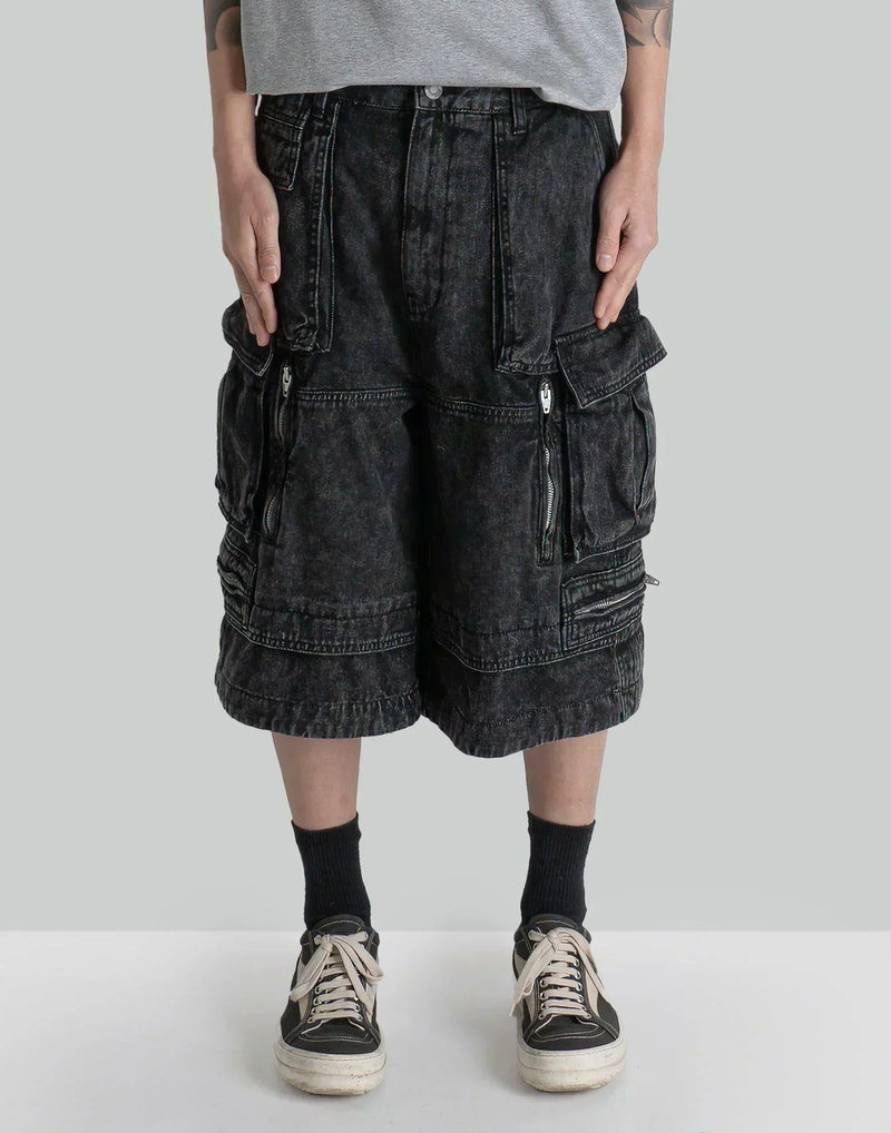 Juun.J - Washed Denim Wide Cargo Shorts - 082plus