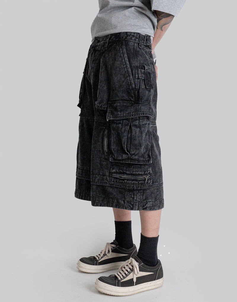 Juun.J - Washed Denim Wide Cargo Shorts - 082plus