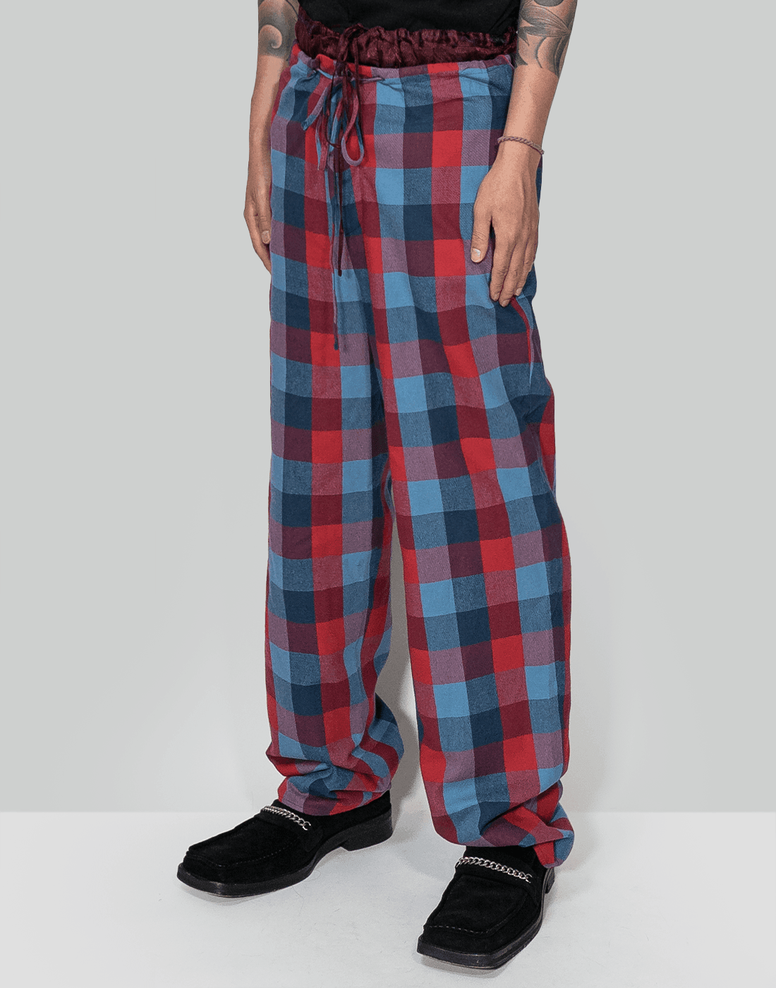 magliano pijama pants チェック 2枚裏 サテン生地 - スウェット