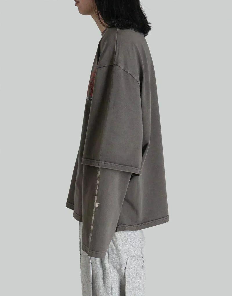 NAMESAKE - WASHED MAYO DOUBLE SLEEVE HORSEBALL TEE - 082plus