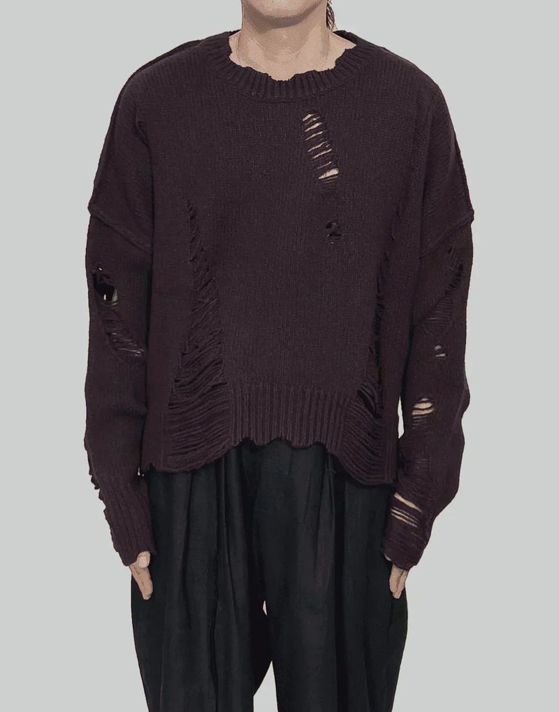 professor.E - Distressed Cropped Sweater - 082plus