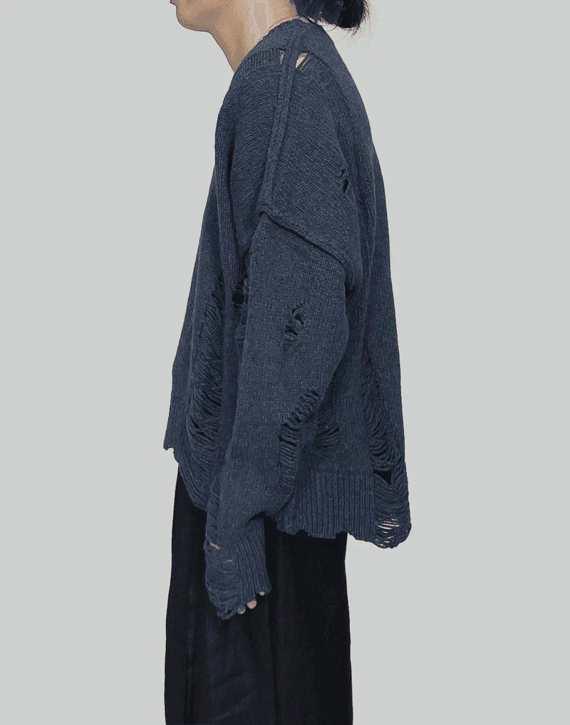 professor.E - Distressed Cropped Sweater - 082plus