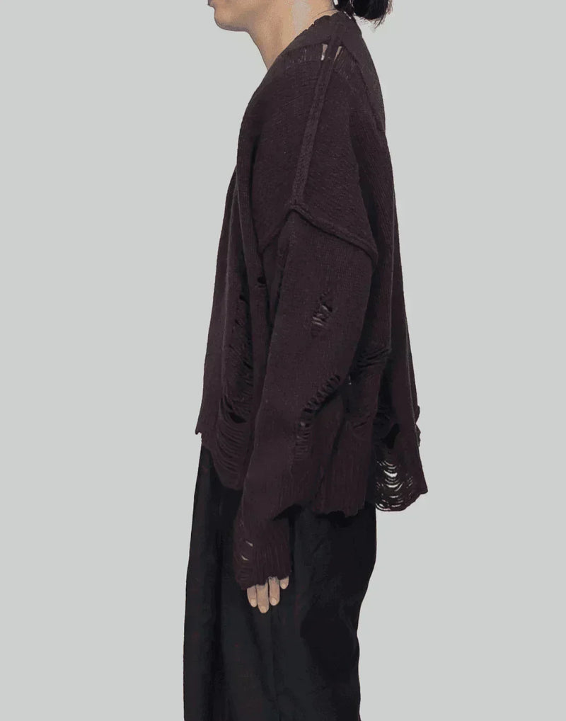 professor.E - Distressed Cropped Sweater - 082plus