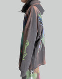 SANKUANZ Bleached Logo Print Hooded Sweater - 082plus