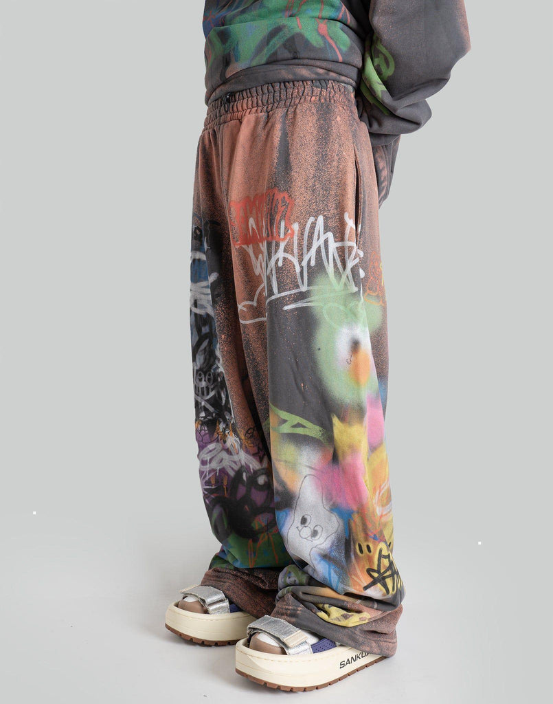 パンツ SANKUANZ Bleached Rabbit Graffiti Print SANKUANZ Bleached Rabbit Graffiti Print Sweatpants – 082plus