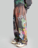 SANKUANZ Bleached Rabbit Graffiti Print Sweatpants - 082plus