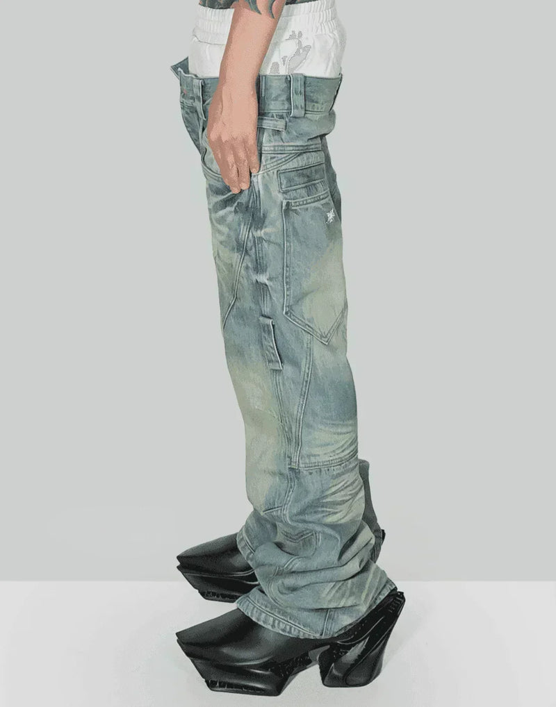 SANKUANZ - Double Waist Multi structure Spliced Jeans - 082plus