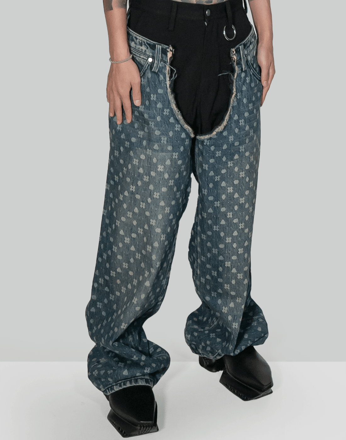SANKUANZ Mosaic laser burn jeans - 082plus