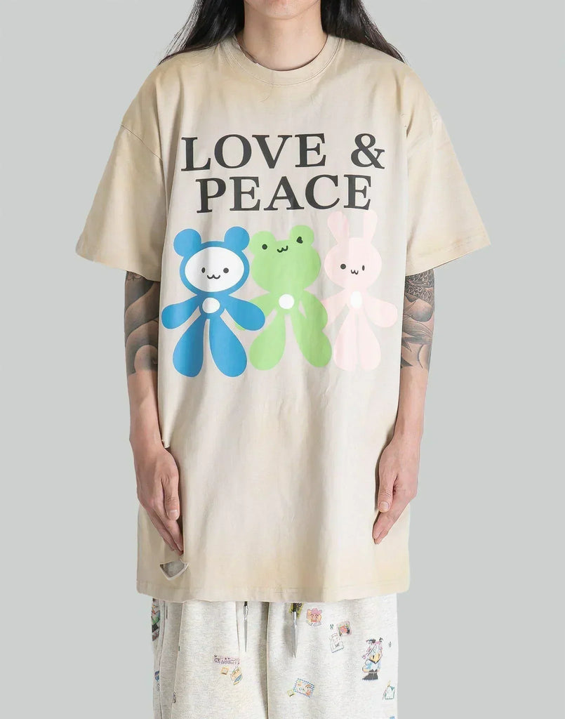 【SANKUANZ】PURPLE LOVE & PEACE GRAPHIC T-SHIRT OVERSIZED LOVE&PEACE GRAFFITI PRINT T-SHIRT – SANKUANZ