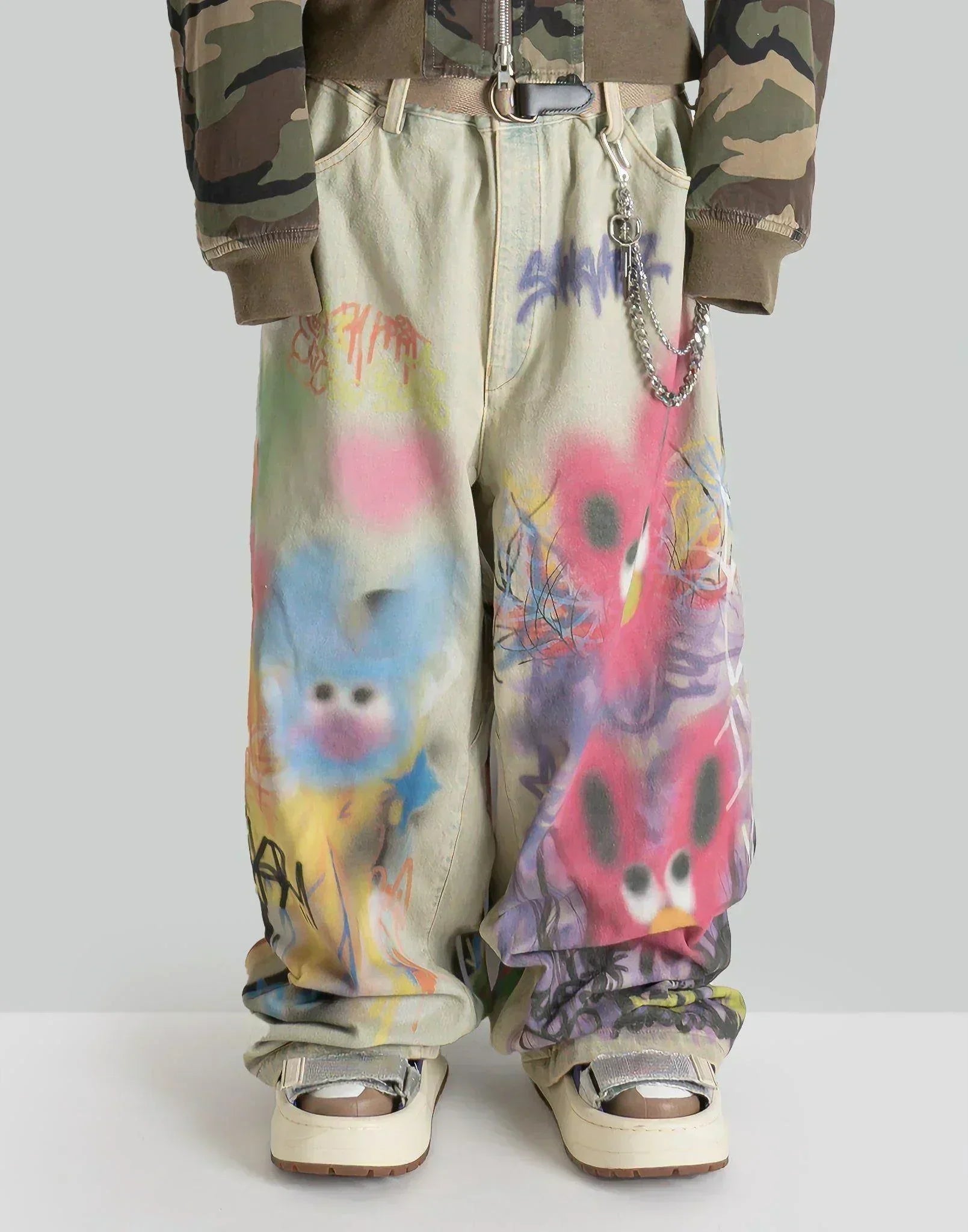 パンツ SANKUANZ Bleached Rabbit Graffiti Print SANKUANZ Bleached Rabbit Graffiti Print Sweatpants – 082plus